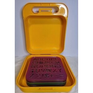 Vintage Tupperware Tuppertoys 9 Stencil Art Set Hard Side Carrying Case USA